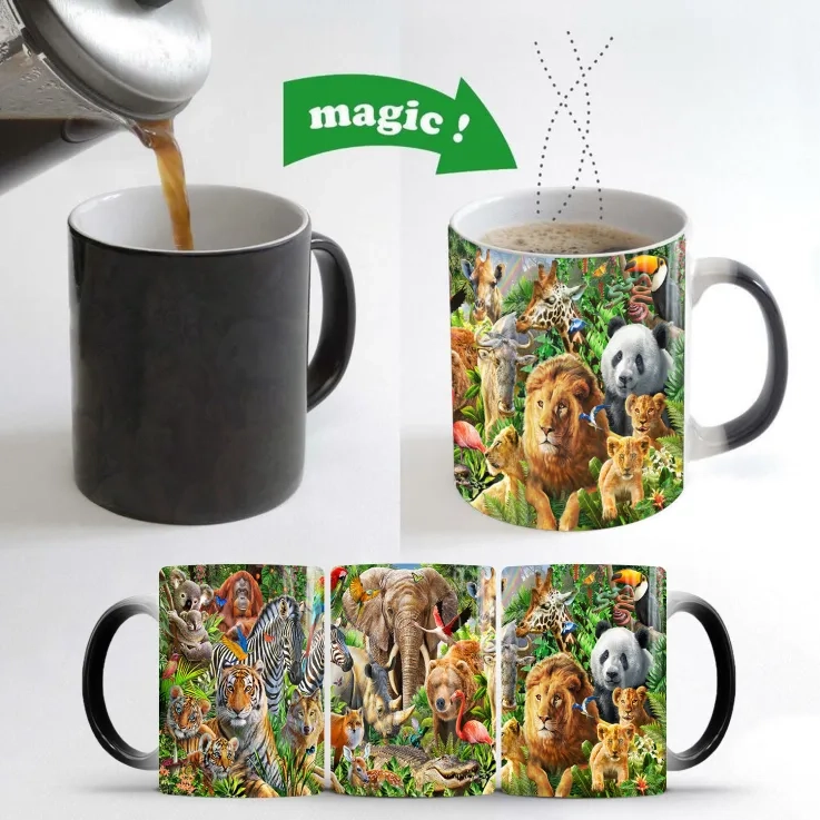 Thermal-Changing Ceramic Mug, Animal World