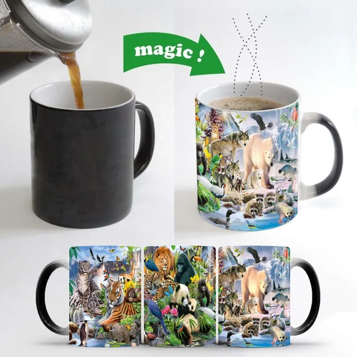 Thermal-Changing Ceramic Mug, Animal World